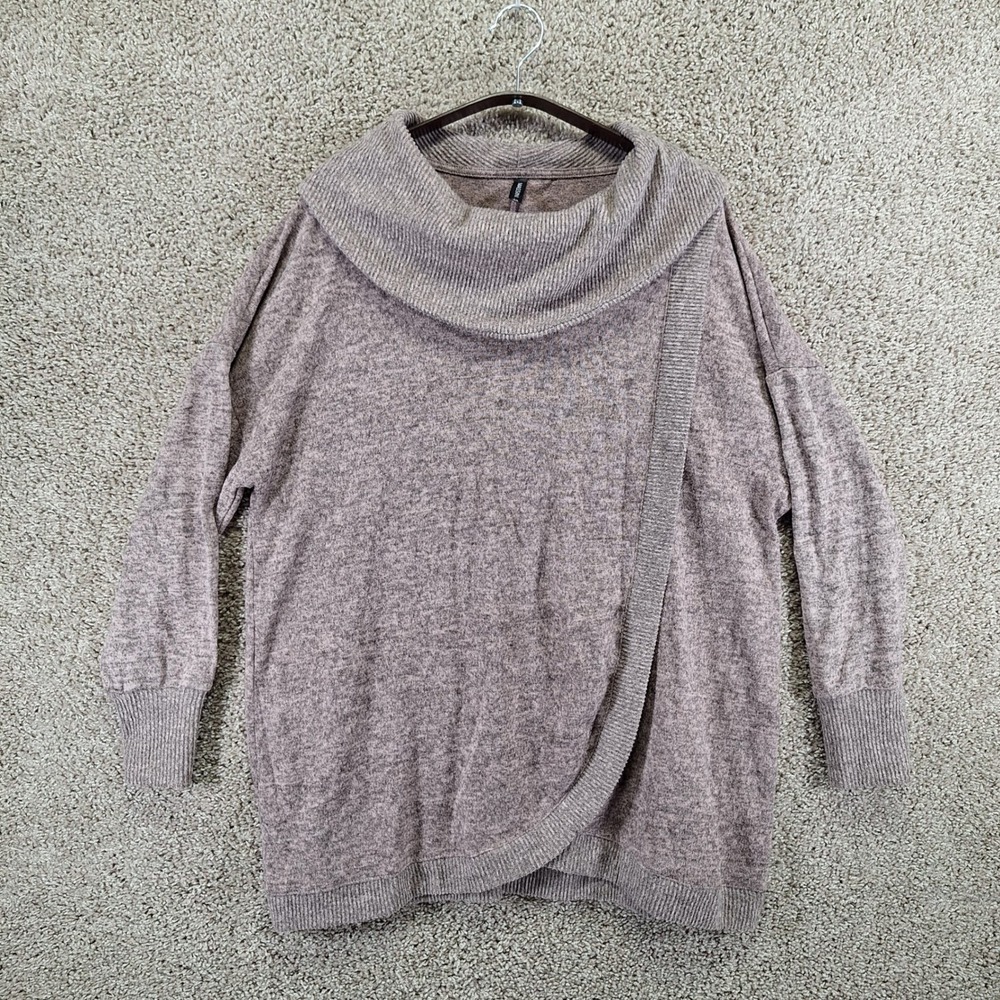 Massini Sweater Womens 1X Gray Cowl Neck Tulip Hem Pullover Casual Streetwear